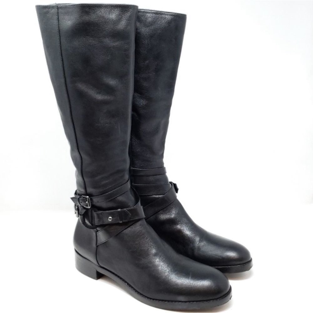 Via Spiga Gabrielle Black Knee Boots Buckle Detail size 7 - Picture 2 of 16